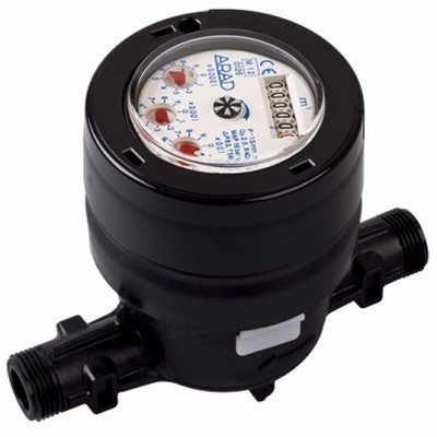 Picture of ½" ARAD Gladiator Plastic in-line water meter. Nom. 1.6m³/h c/w tails. WRAS