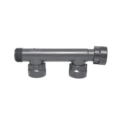 Picture of Dura PVC Manifold 2 outlet M x F x F x F swivel 1"