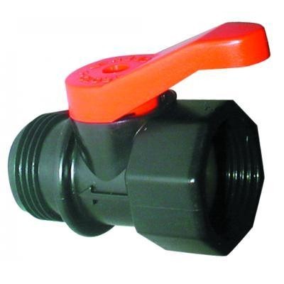 Picture of ¾" BSPF Plastic Ball Valve for manual filter flushing. ¾" BSPM outlet. 10 bar ra