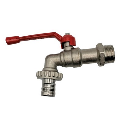 Picture of Bib Tap ½" BSP quarter turn nickel plated brass complete with hose union