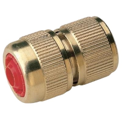 Picture of Female Brass Garden quick connector to ½" hose w/shut-off - Hozelock compatible