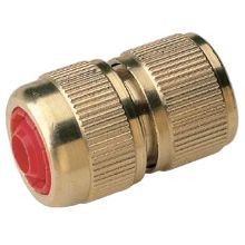 Picture of Female Brass Garden quick connector to ¾" hose w/shut-off - Hozelock compatible