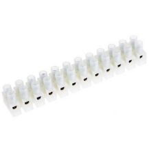 Picture of 12-way non-fused, screw-down white cable terminal choc-block - 16mm² upto 30 amp