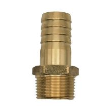 Picture of Brass male BSPT x hosetail adaptor. Hose ID  2" x 2" BSPT male thread