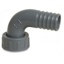 Picture of 1¼" x 25mm PP (grey) 90° female BSP Union to hosetail adaptor elbow - 6 Bar