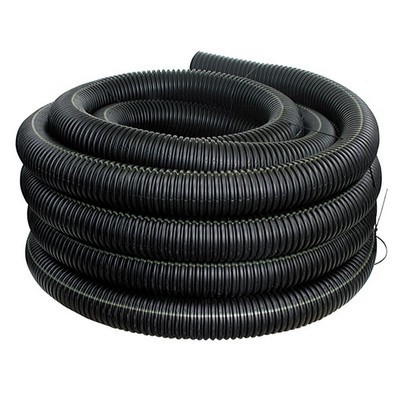 Picture of 100mm x 50mtrs Cherry Kitemarked Black perforated land drainage pipe to BS4962