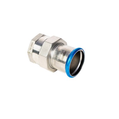 Picture of 15mmx½" 316L Stainless Steel Pressfit Female BSPP Union Adaptor. EPDM seal. WRAS