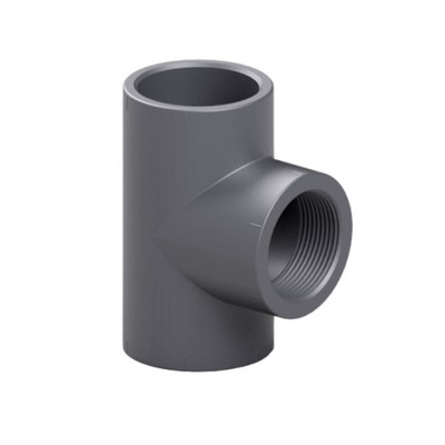 Picture of 2" PVC Tee plain/threaded/plain female BSP