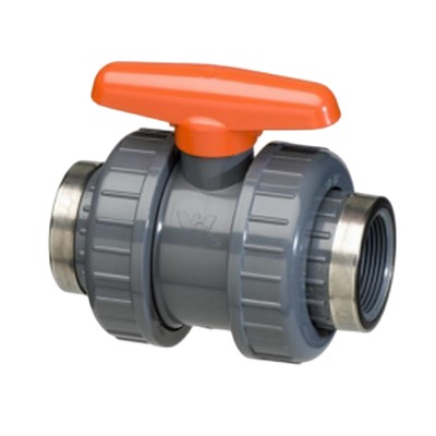 Picture of 1" VDL Economy PVC Double Union Ball Valve c/w EPDM seals. Thread/Thread