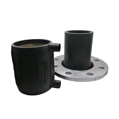 Picture of 160mm x DN150 PN16 Radius flange adaptor & EF coupler - PE100 black 4mm x 40v