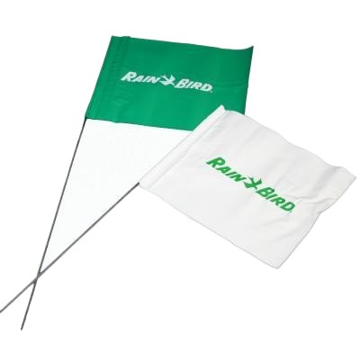 Picture of Rain Bird Marker Flags, Green Flag with white Rain Bird logo. Bundle of 100