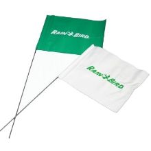 Picture of Rain Bird Marker Flags, White Flag with green Rain Bird logo. Bundle of 100