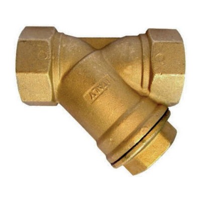 Picture of ¾" BSPP In-line Brass Y-Strainer with a 0.5mm stainless steel mesh. WRAS