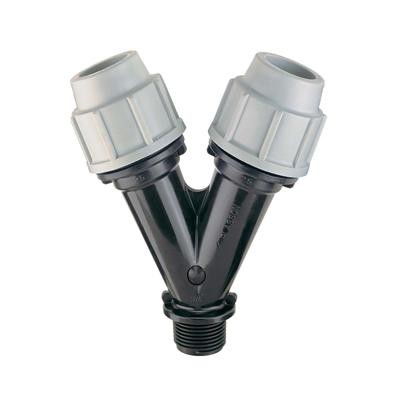 Picture of 25mm x 25mm x ¾" Plasson 7550 Y-Fitting with threaded male offtake