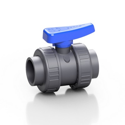 Picture of 1¼" PVC Double Union ball valve threaded/threaded