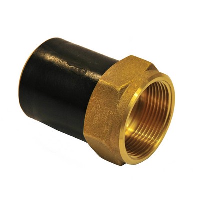 Picture of 50mm x 1½" Plasson EF Brass Female BSPT to EF Weldable spigot. PE100 black