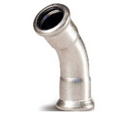 Picture of 15mm 316L Stainless Steel Pressfit 45° Female Elbow. EPDM seal. WRAS