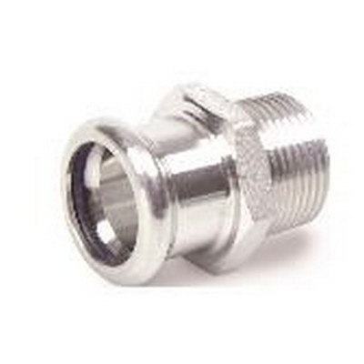 Picture of 35mmx1" 316L Stainless Steel Pressfit Male BSPT Adaptor. EPDM seal. WRAS