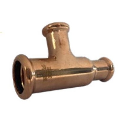 Picture of 28x22x22mm Copper M Profile Pressfit Reducing Tee on Branch/End. EPDM seal. WRAS