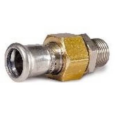 Picture of 15mmx½" 316L Stainless Steel Pressfit Male BSPT Union Adaptor. EPDM seal. WRAS