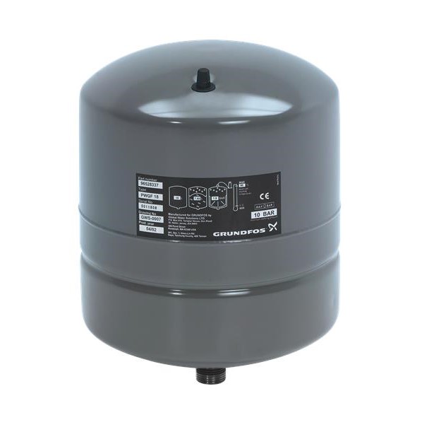 Picture of Grundfos GT-H-24-V 24 litre vertical Pressure Vessel (diaphragm type). 10 Bar