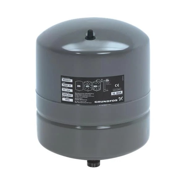Picture of Grundfos GT-H-18-V 18 litre vertical Pressure Vessel (diaphragm type). 10 Bar