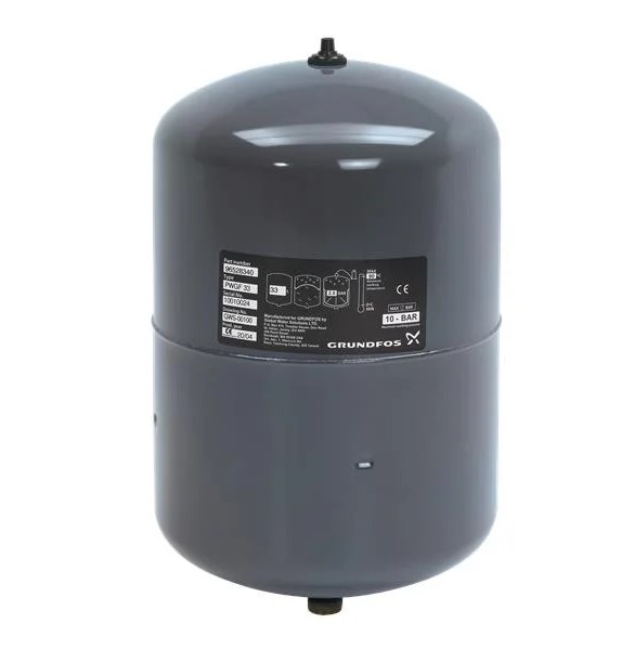 Picture of Grundfos GT-H-33-V 33 litre vertical Pressure Vessel (diaphragm type). 10 Bar