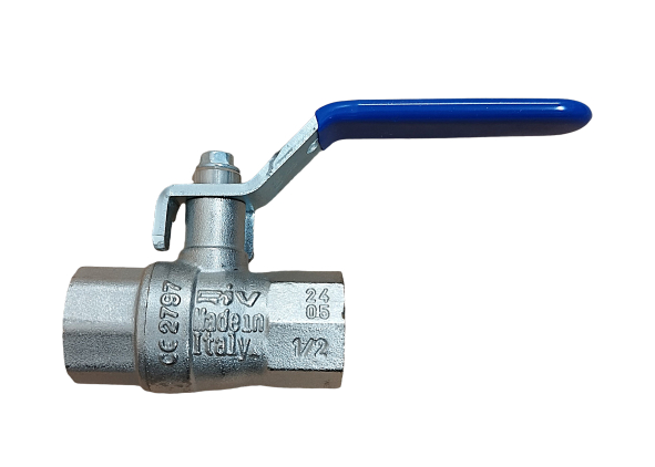 Picture of ½'' BSPP full flow brass ball valve. PTFE seat & Viton seal. PN40. WRAS