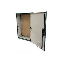 Picture of Green GRP Enclosure c/w single door/backboard/lock. 800x530x245mm (HxWxD)