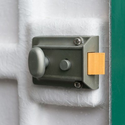 Picture of Green GRP Kiosk c/w double door/backboard/lock. 1270x1065x455mm (HxWxD)