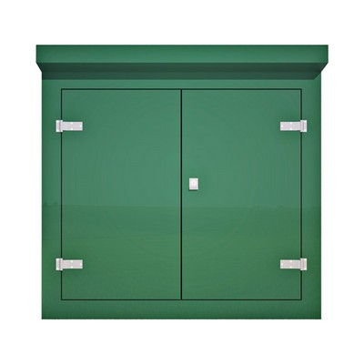Picture of Green GRP Kiosk c/w double door/backboard/lock. 1250x1300x400mm (HxWxD)