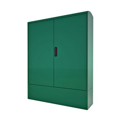 Picture of Green GRP Enclosure c/w double door/backboard/lock. 1150x1130x320mm (HxWxD)