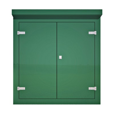 Picture of Green GRP Kiosk c/w double door/backboard/lock. 1515x1400x660mm (HxWxD)