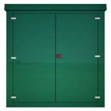 Picture of Green GRP Kiosk c/w walk-in double door/backboard/lock. 2080x2000x1000mm (HxWxD)