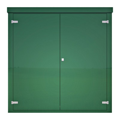 Picture of Green GRP Kiosk c/w walk-in double door/backboard/lock. 2000x2000x2000mm (HxWxD)